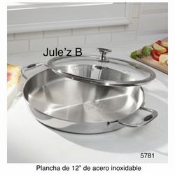 Princess House. Plancha De 12” De Acero Inoxidable Nueva En Su Caja 