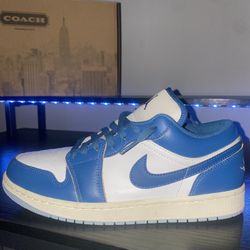 Jordan - Boy - GS Air Jordan 1 Low SE - White/Industrial Blue/Blue Grey Size 8.5 (No Box)
