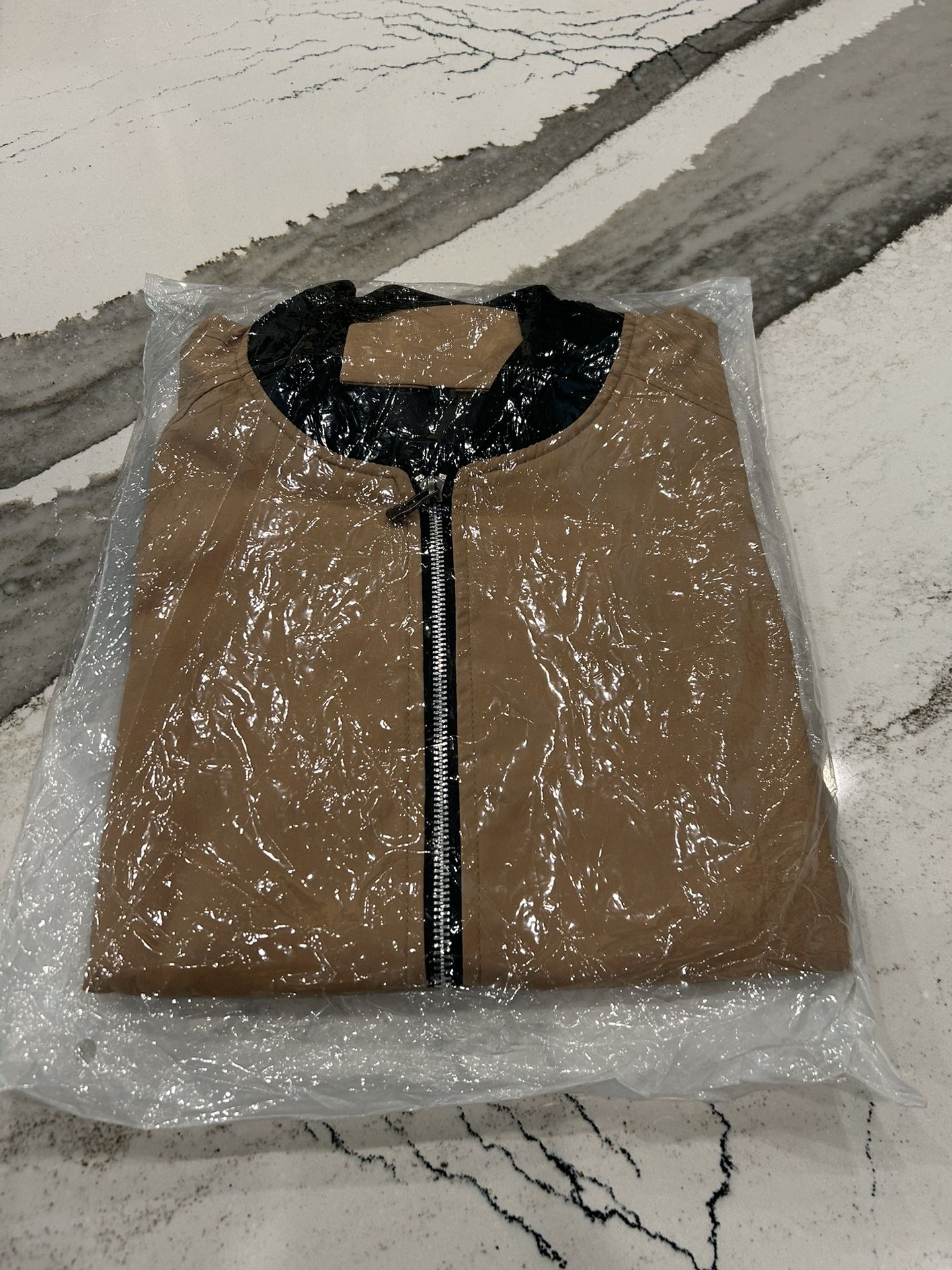 Tan Bomber Jacket-Medium or Large