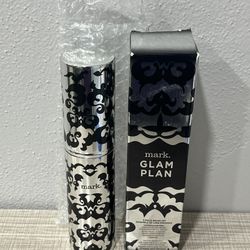 Avon Mark Glam Plan 5-Piece Makeup Brush Set Silver Travel Canister New NIB