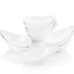 MALACASA, Series Ramekin, 12 pieces Mini Ramekins Ivory White Porcelain Dipping Bowl Snack Serving Dishes