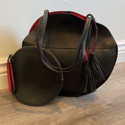 Anthropologie Remi/Reid Allison Black & Red Interior Bag With Matching Wristlet