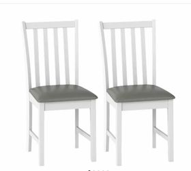 Wooden Dining Chair Set of 2 with Rubber Wood Frame and Padded Seat
