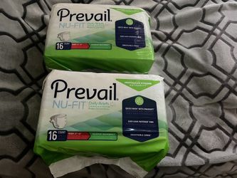 Medium size Adult Diapers Prevail  Nu-FIT Daily briefs (Diapers) , Maximum absorbency, 16 count In Each Pack 