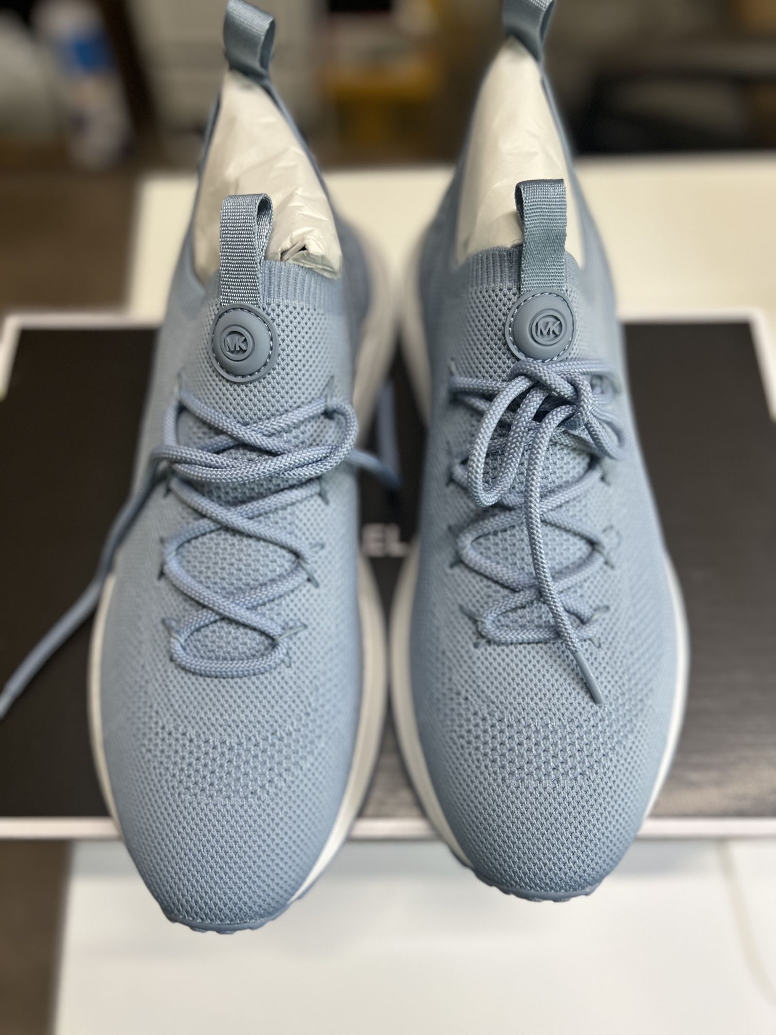 Michael KORS DAX SLIP ON STRETCH KNIT sky blue shoes size 11