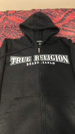 True religion logo zip up hoodie