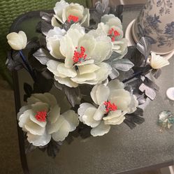 Antique Vintage Chinese Jade Flower Arrangement Decor 