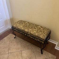 REGAL GOLD SILK TAPESTRY BENCH  36” w x 18”h x 15 “d $125