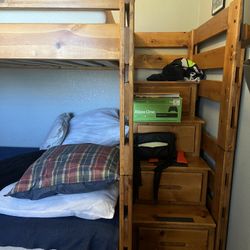 Bunk Bed With Stairs And Dresser. 