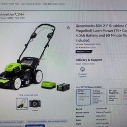 80 V Electric Lawn Mower With Battery