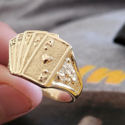 14k Solid Gold Poker Ring