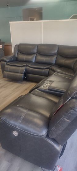 New power sectional sofa with three power recliners on sale now don't miss