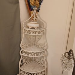 White Wicker Corner Shelves