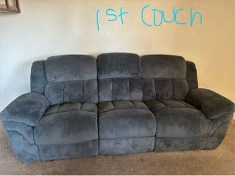 gray velvet couch recliner