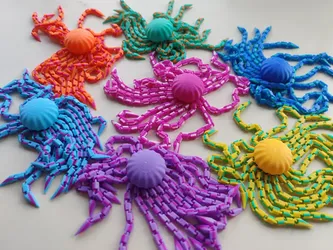 Articulated Jellyfish 3D Printed Multicolor Ocean Fidget Toy