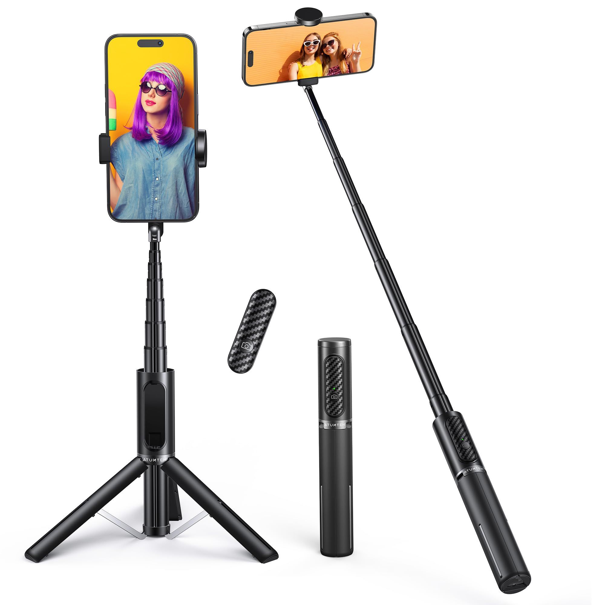 Selfie Stick Tripod, 3-In-1 Extendable Aluminum Phone Tripod With Detachable Bluetooth Remote, Compatible With IPhone 17/16/15/14/13/12/11/11 Pro/XS M