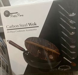 Potts & Pans Carbon Steel Wok 10-piece cookware accessories set.