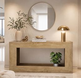 New 63” Console Table with Storage, Long Wood Entryway Table with Shelf, Modern Narrow Sofa Table Behind The Couch for Living Room, Entryway, Hallway 