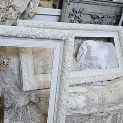 2 Antique Large Pair of wood Frames for Mirrors or Art