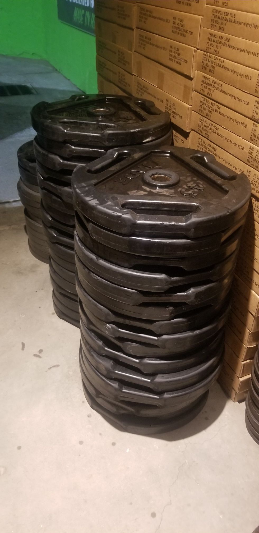 JADE 45LB RUBBER OLYMPIC WEIGHTS PLATES $80 A PAIR