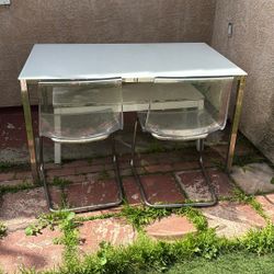 White Table With Two Chairs