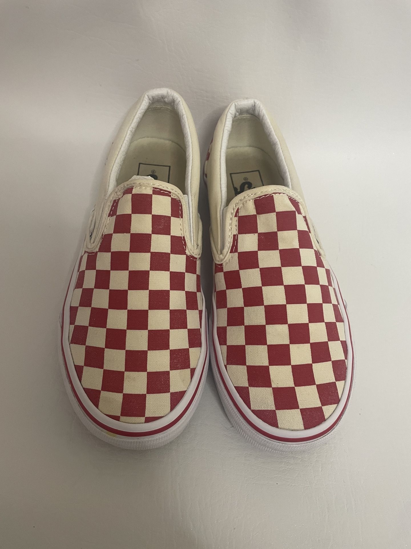 Vans Red And White Checkered Slip-on Shoes