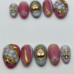 Large | Short | Almond - Handmade Press on Nails “Jasmine”