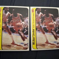 2 1986 Fleer Sticker Rookie Reprint Michael Jordan 
