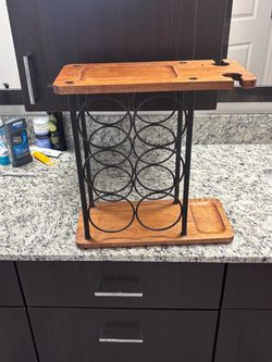 Wood and Metal Wine Rack Holder