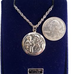 Saint Genesius, Patron Saint of Actors, Comedians and Dancers, Sterling Silver Medal on a 24-inch stainless steel chain. Religious jewelry.