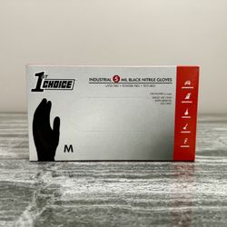 NEW Industrial 5 Mil Black Nitrile Gloves - 100 CT - Size Medium