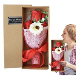 1* NEW Valentine's Day Wedding Decor Scented Soap Flower Bouquet With Gift Box