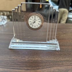 New Waterford Crystal, Lismore, Desk Clock Paperweight 4" x 3"