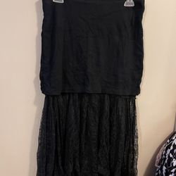 Free People Black Sheer Tiered Lace Skirt Dize Medium Like New Smoke Free