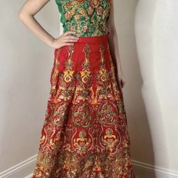 Dress Mehndi lengha colorful dress indian Pakistani Desi Size small Eid Muslim Ramadan attire wedding engagement color 3 piece same day shipping