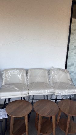 White Upholstered Accent Chairs Set of 3