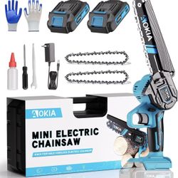 NEW Mini Chainsaw 6 Inch Cordless Electric Handheld Chain saw with 2 Batteries Small Chainsaw for Tree Wood Trimming,Household and Garden