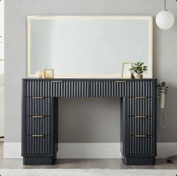 Fluted Makeup Vanity Desk