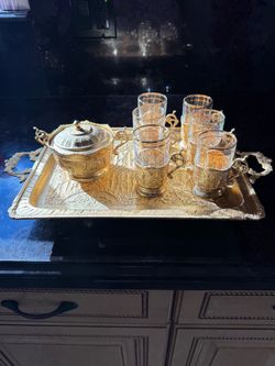 🇮🇷 Beautiful Ornate Tea/Coffee Serving Set – Purchased in Iran