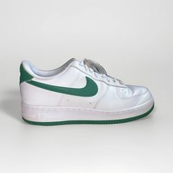 Nike Air Force 1 White Green Men's Leather Casual Sneakers US 10