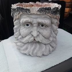 Very Unique CARVED SANTA.  Fair Condition,  One Of A Kind. You Can Paint It .  Just In Time For Christmas Put Plant In It. Pickup Only 