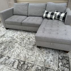 Gray L Sectional Sofa Couch