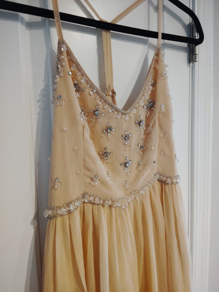 Light Peach Beaded Cocktail Dress