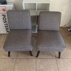 Set Of Two Grey Lounge Chairs For Sale
