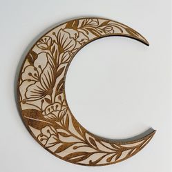 Floral Engraved Moon Decor