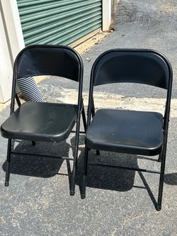Set of 2 Black Metal Folding Chairs