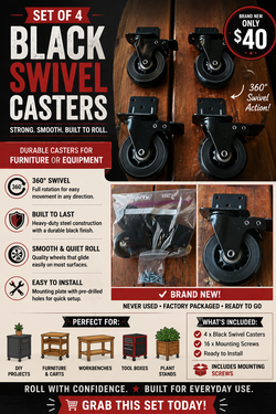 Set of 4 Black Swivel Caster Wheels