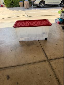 Large Clear Plastic Storage Bin with Wheels