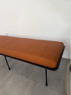 CB2 Cognac Leather Bench