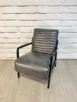 Modern Charcoal Grey Faux Leather Accent Chair